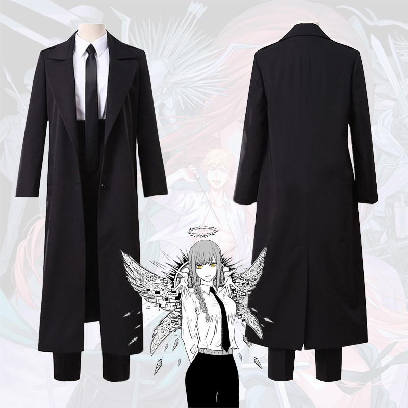 Anime Cosplay Makima - Makima Długa Czarna Wiatrówka Kostiumy Anime
